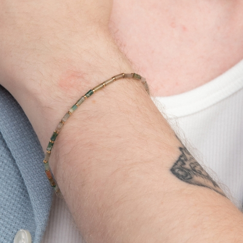 Złocona bransoletka z agatem indyjskim i hematytem