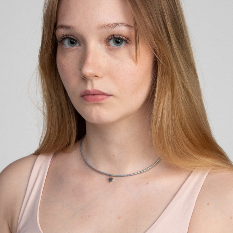 Złocony choker z hematytu